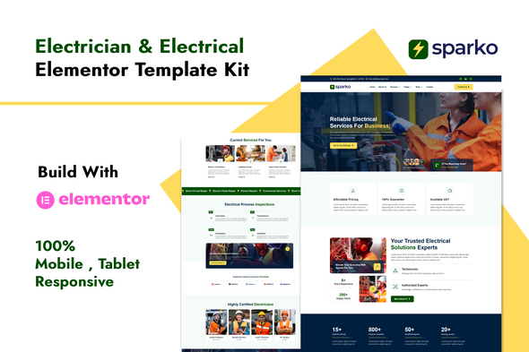 Sparko - Electrician & Electrical Services Elementor Template Kit