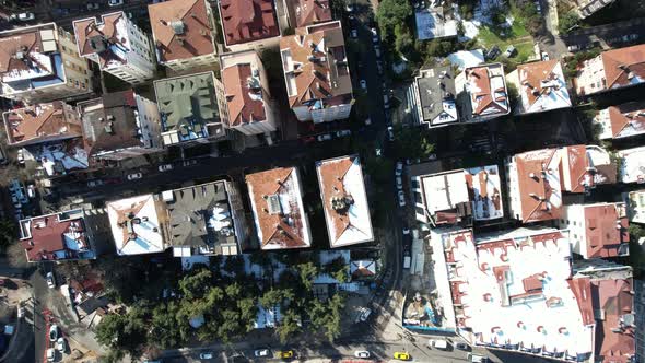 Snowy Roofs Drone View