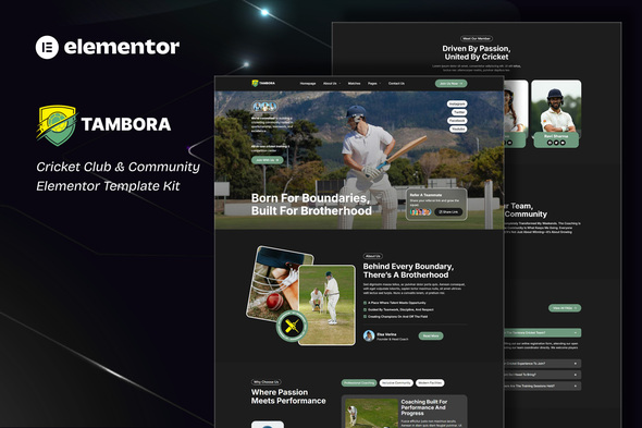 Tambora - Cricket Club & Community Elementor Template Kit