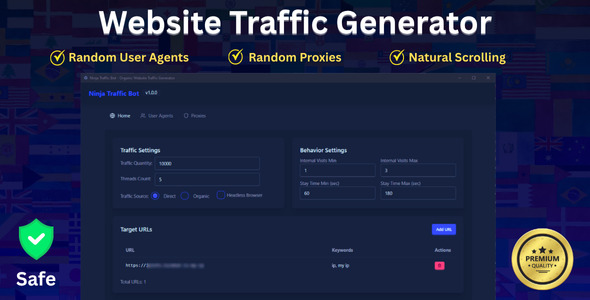 Ninja Traffic Bot - Organic Website Traffic Generator Visits Maker
