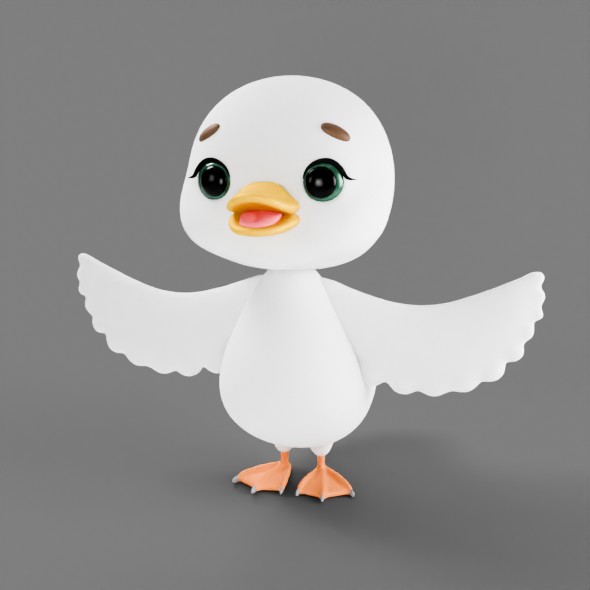 Cartoon Duck 3D Model