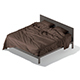 Brown Wooden Double Bed - King Size Bedding with Pillow and Mattress - 3DOcean Item for Sale
