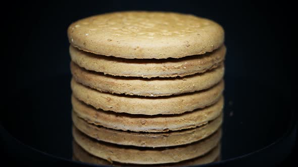 Healthy fiber digestive biscuits rotating closeup