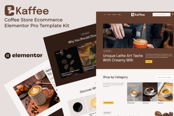 Kaffee - Coffee Store Ecommerce Elementor Pro Template Kit