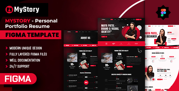 Mystory - Personal Portfolio Resume Figma Template