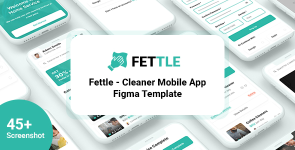 Fettle - Cleaner Mobile App Figma Template