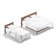 White Wooden Bed Set - 2 Type Single & Doublebed with Pillow and Mattress - 3DOcean Item for Sale