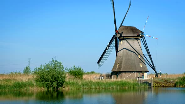 Windmills at Kinderdijk in Holland. Netherlands