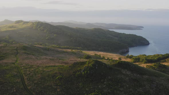 Drone View of a Beautiful Tropical Valley Between the Mountains