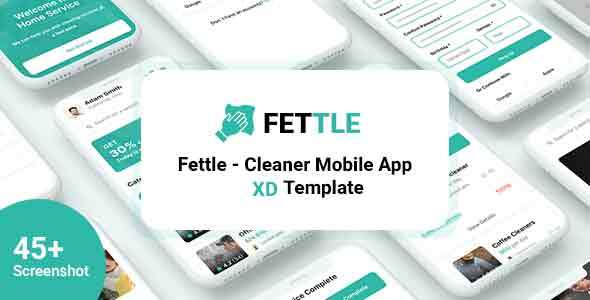 Fettle - Cleaner Mobile App XD Template