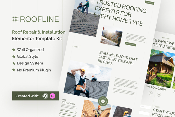 Roofline  - Roof Repair & Installation  Elementor Template Kit