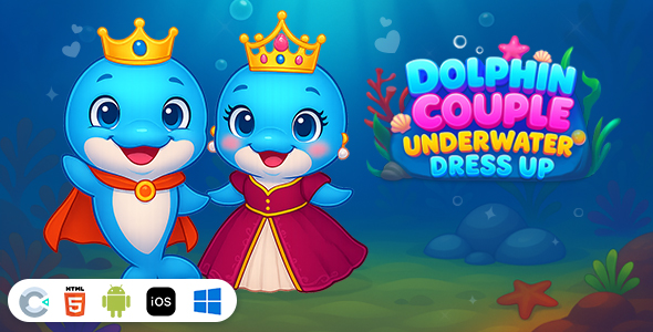 Dolphin Couple Underwater Dress Up [ Construct 3 , HTML5 ]