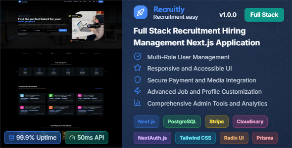 Recruitly - Full Stack Job Listing Directory & Recruitment Hiring Management Next.js Application