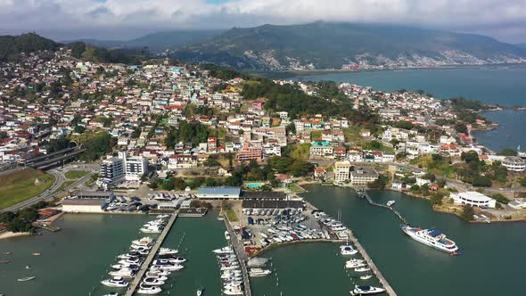 Florianopolis Beach Brazil. International tourism landmark. Summer travel scene