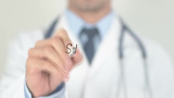 Stress Relief Doctor Writing on Transparent Glass