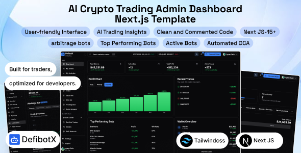 DefibotX – AI Crypto Trading Admin Dashboard Next.js Template