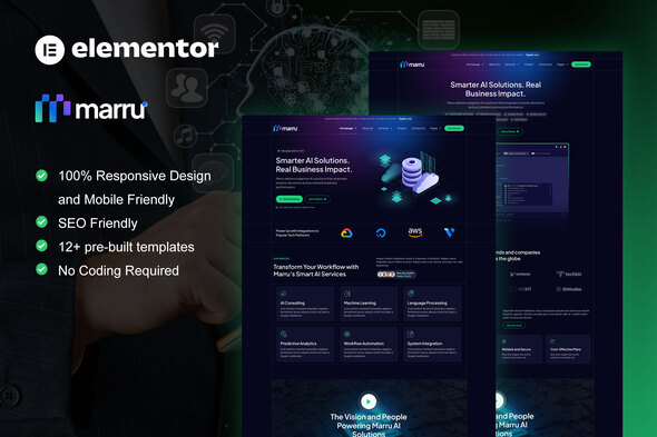 Marru - Saas & AI Services Elementor Pro Template Kit