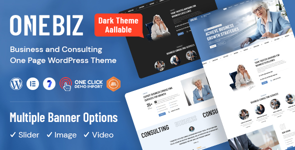 Onebiz – Business One Page WordPress Theme