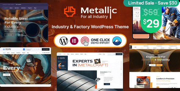 Metallic - Industry & Manufacturing Factory WordPress Theme