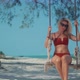 Woman Have Great Time On Sea Trip. Woman Swing Rides Holiday Vacation Adventure Trip. Zanzibar. - VideoHive Item for Sale