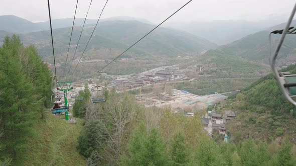 Cable Car in Wutai Mountain Scenic Area, Asia