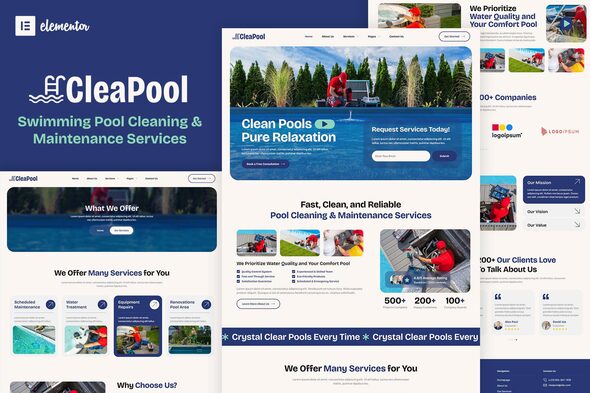 Cleapool - Swimming Pool Cleaning and Maintenance Service Elementor Template Kit