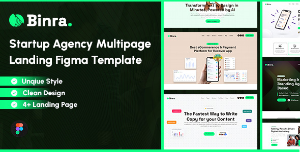 Binra - Startup Agency Figma Landing Page Template