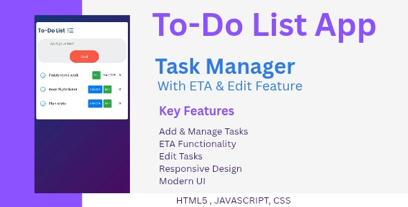 ToDo List App – Task Manager with ETA & Edit Feature