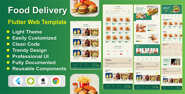 Restaurant Food Delivery Flutter Website Template | Online Food Ordering Web App in Flutter