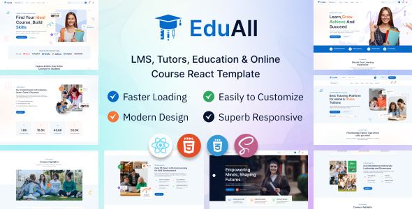 EduAll - Education & Online Course LMS Tutors React JS Template With Dashboard