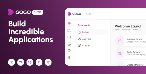 Gogo - Vite React Typescript MUI Tailwind Admin Template