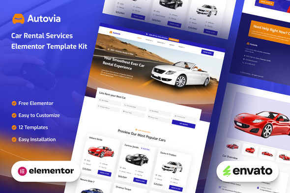 Autovia - Car Rental Service Elementor Template Kit