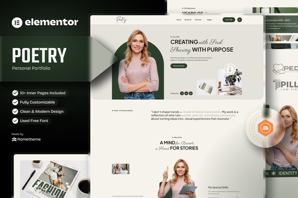Poetry - Personal Portfolio & Resume Elementor Template Kit