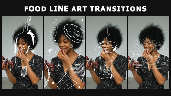 Food Line Art Transitions | After Effects