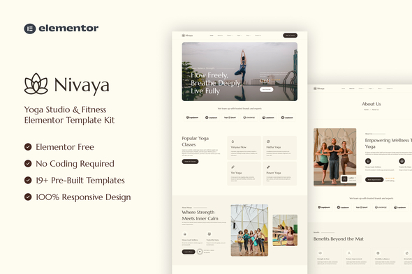 Nivaya - Yoga Studio & Fitness Elementor Template Kit