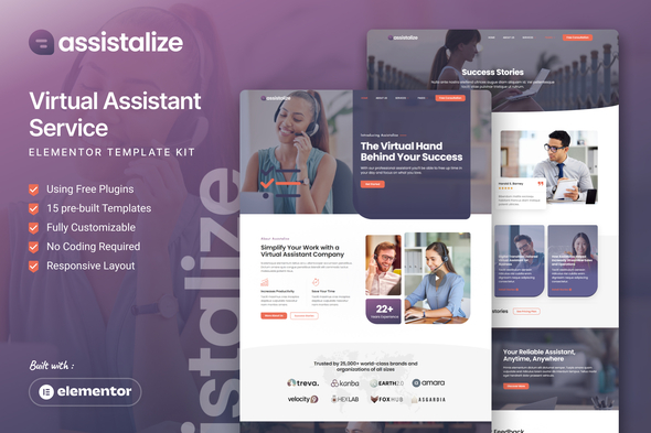 Assistalize - Virtual Assistant Elementor Template Kit