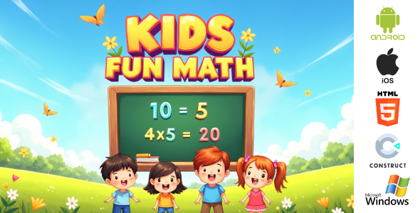Kids Fun Math Game – Educational HTML5 Game (Construct 3) | Android, iOS & Windows Source Code
