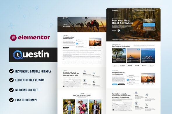 Questin – Travel & Tour Agency Elementor Template Kit