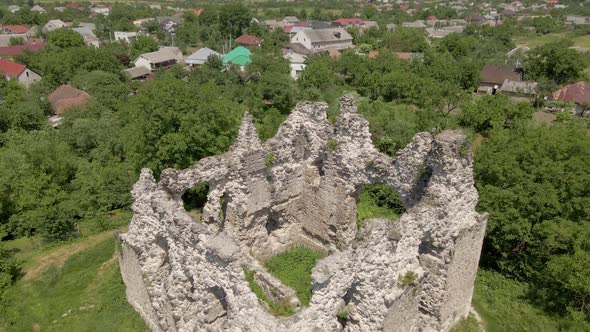 Ancient Fortress Ruins of Knights Templar Castle in Ukraine - Aerial