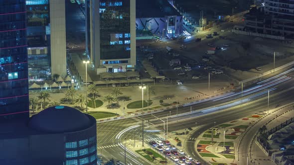 The Skyline of the West Bay Area From Top in Doha Timelapse Qatar