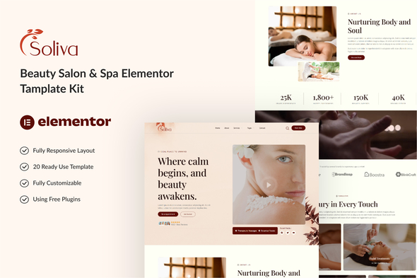 Soliva - Beauty Salon & Spa Elementor Tamplate Kit