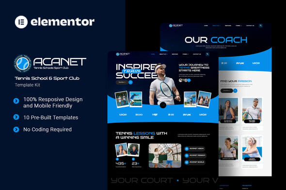 Acanet - Tennis School & Sport Club Elementor Template Kit