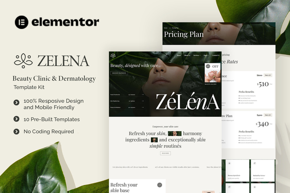 Zelena - Beauty Clinic & Dermatology Elementor Template Kit