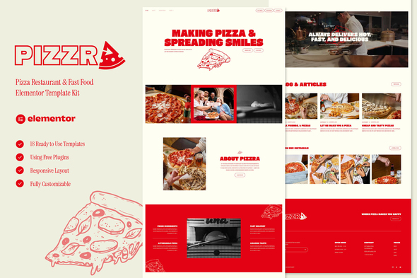 Pizzra - Pizza Restaurant & Fast Food Elementor Template Kit