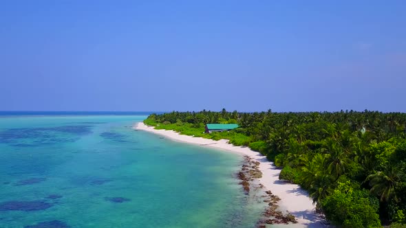 Drone view abstract of lagoon beach by blue sea with sand background