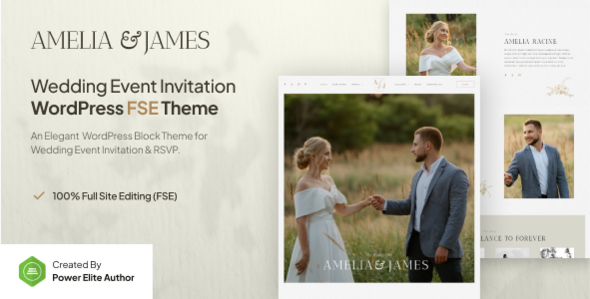 Amelia & James – Wedding Invitation Gutenverse FSE WordPress Theme