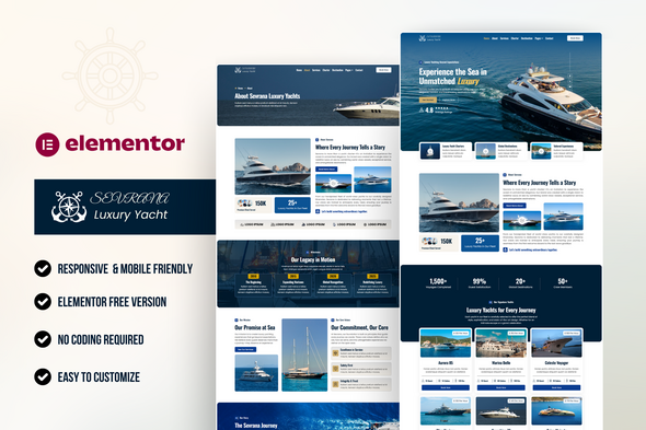 Sevrana – Luxury Yacht Club & Boat Rental Elementor Template Kit