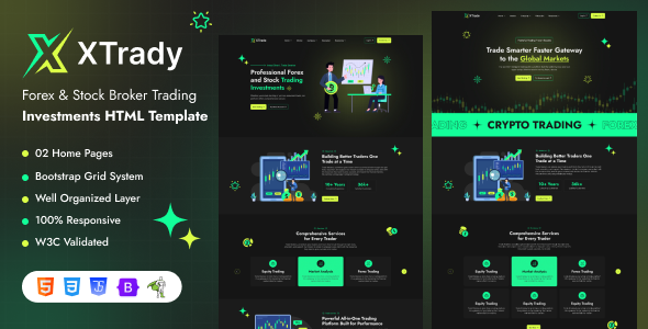 Xtrady - Forex & Stock Broker Trading Investments HTML Template