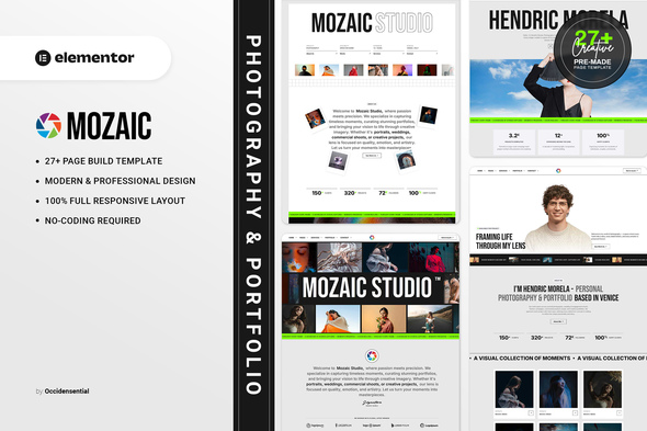 Mozaic - Photography & Portfolio Elementor Template Kit