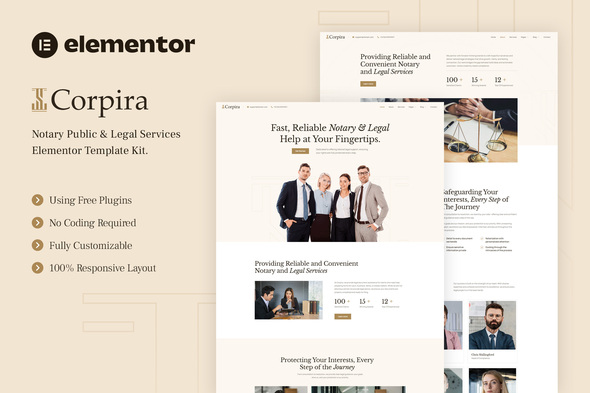 Corpira - Notary Public & Legal Service Elementor Template Kit